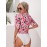 Floral Ruched Puff Sleeve Bodysuit