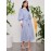 Vertical Striped Lantern Sleeve Contrast Collar Belted Dress
