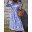 All Over Plants Print Button Front Dress