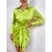 Solid Knot Front Satin Shirt Dress