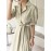 Puff Sleeve Knot Detail Shirt Dress