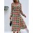 Allover Print Wrap Knot Side Dress